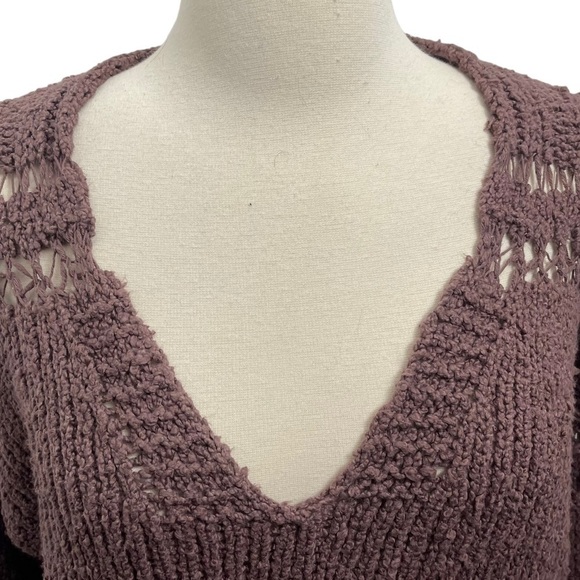 Free People Belong To You Open Knit Sweater In Dark Purple Size Small NWT - Picture 5 of 13